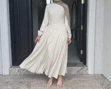 Load image into Gallery viewer, Apricot Muslim Women Abaya Dress, Solid Slim Jalabiya Eid &amp; Ramadan Collection, Morocco Islam Vestidos Largos Arab Long Robe, Abaya Kaftan
