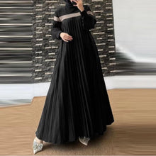 Load image into Gallery viewer, Long Sleeve Muslim Abaya Dress, Patchwork Sundress Robe Pleated Vestidos Islamic Hijab Dresses
