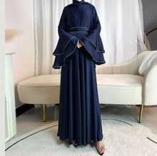 Load image into Gallery viewer, Blue Eid Abaya Muslim Women Modest 3 Piece Set Dresses Sashes Scarf Vestidos Jalabiya Kaftan Arab Long Robe Ramadan abaya
