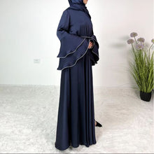 Load image into Gallery viewer, Blue Eid Abaya Muslim Women Modest 3 Piece Set Dresses Sashes Scarf Vestidos Jalabiya Kaftan Arab Long Robe Ramadan abaya

