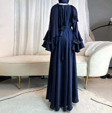 Load image into Gallery viewer, Blue Eid Abaya Muslim Women Modest 3 Piece Set Dresses Sashes Scarf Vestidos Jalabiya Kaftan Arab Long Robe Ramadan abaya

