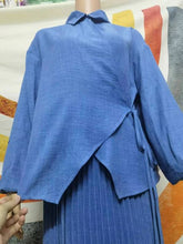 Load image into Gallery viewer, Blue Modest Fashion Two Piece Outfits Muslim Women Irregular Design Shirts Lace Up Suits Spring Summer Women&#39;s Set With Skirt
