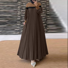 Load image into Gallery viewer, Long Sleeve Muslim Abaya Dress, Patchwork Sundress Robe Pleated Vestidos Islamic Hijab Dresses
