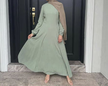 Load image into Gallery viewer, Light Green Muslim Women Abaya Dress, Solid Slim Jalabiya Eid &amp; Ramadan Collection, Morocco Islam Vestidos Largos Arab Long Robe, Abaya Kaftan
