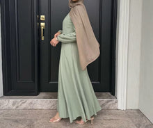Load image into Gallery viewer, Light Green Muslim Women Abaya Dress, Solid Slim Jalabiya Eid &amp; Ramadan Collection, Morocco Islam Vestidos Largos Arab Long Robe, Abaya Kaftan
