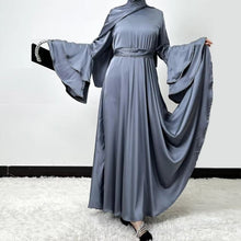 Load image into Gallery viewer, Gray Eid Abaya Muslim Women Modest 3 Piece Set Dresses Sashes Scarf Vestidos Jalabiya Kaftan Arab Long Robe Ramadan abaya
