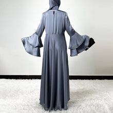 Load image into Gallery viewer, Gray Eid Abaya Muslim Women Modest 3 Piece Set Dresses Sashes Scarf Vestidos Jalabiya Kaftan Arab Long Robe Ramadan abaya
