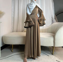 Load image into Gallery viewer, Khaki Eid Abaya Muslim Women Modest 3 Piece Set Dresses Sashes Scarf Vestidos Jalabiya Kaftan Arab Long Robe Ramadan abaya

