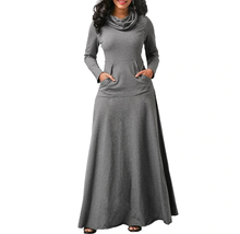 Load image into Gallery viewer, Elegant High Collar Dress Grey
