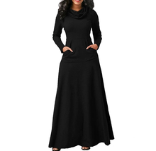 Load image into Gallery viewer, Elegant High Collar Maxi Dress
