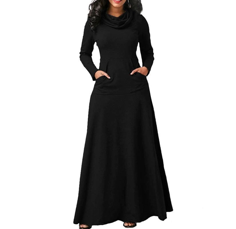 Elegant High Collar Maxi Dress