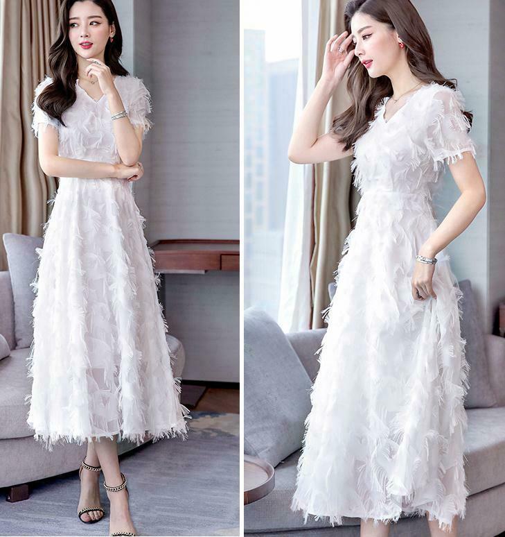 Ruffle Dress White