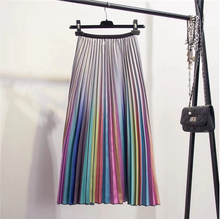 Load image into Gallery viewer, Pink pleated striped skirt
