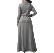 Load image into Gallery viewer, Elegant High Collar Dress Grey
