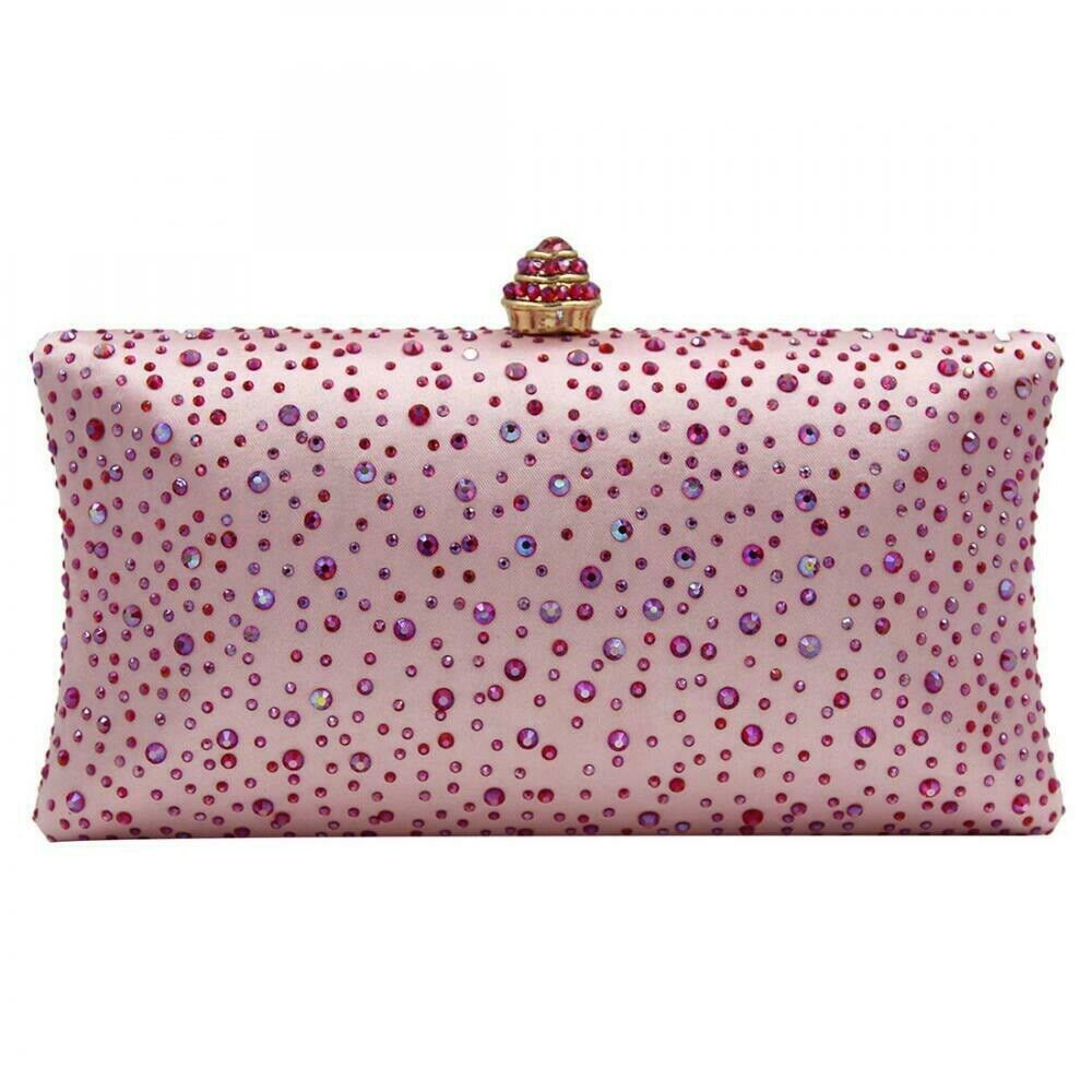 Hanaa Pink Crystal Clutch
