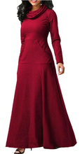 Load image into Gallery viewer, Elegant Maxi Dress High Collar Red
