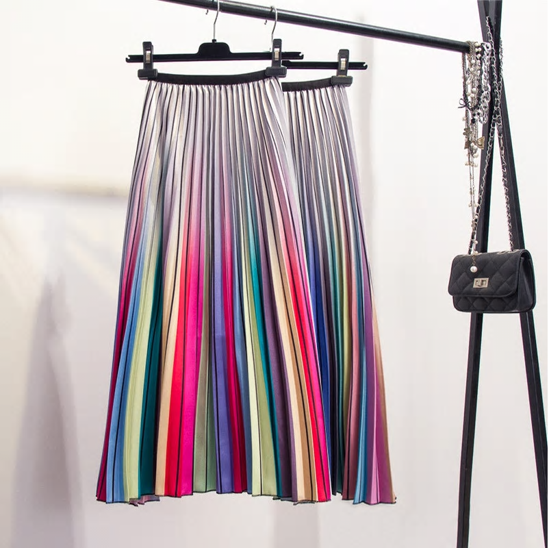 Red pleated skirt
