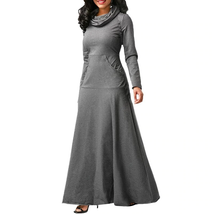 Load image into Gallery viewer, Elegant High Collar Dress Grey
