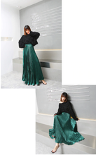 Load image into Gallery viewer, High Waist Pleated Maxi Skirt Green
