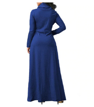 Load image into Gallery viewer, Elegant High Collar Maxi Dress Blue
