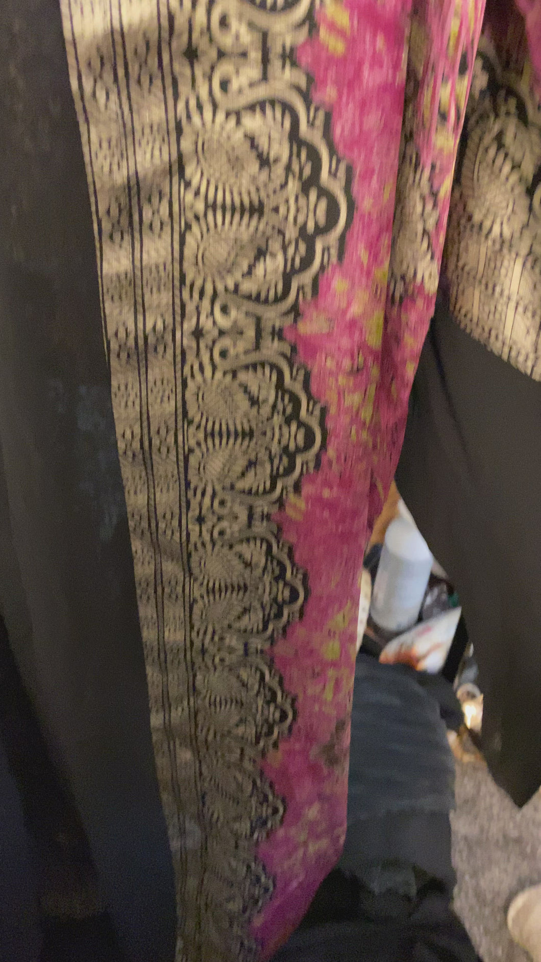 Open Abaya Pink Gold & Black