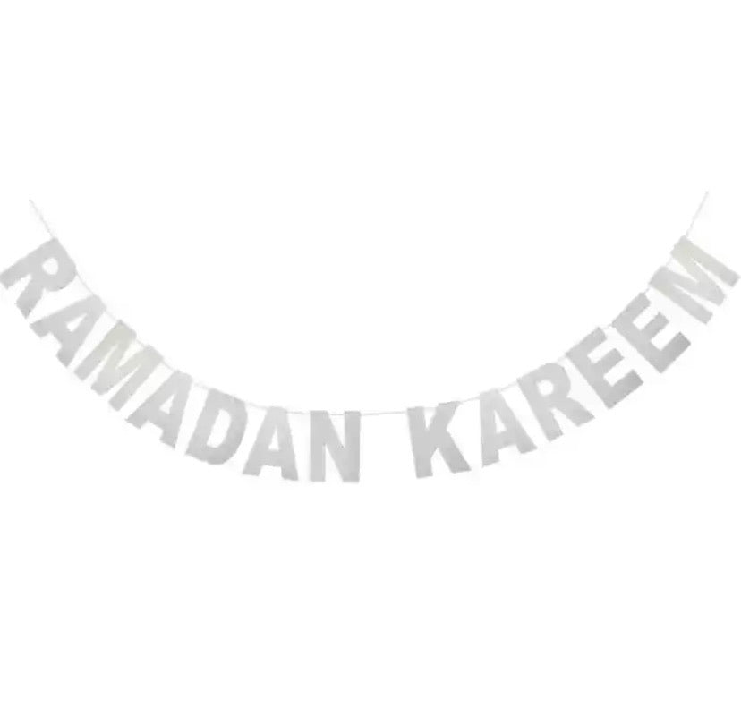 Ramadan Kareem & Eid Mubarak Decor Banner Silver