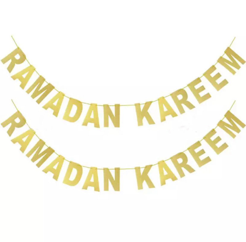 Ramadan Kareem & Eid Mubarak Decor Banner Gold