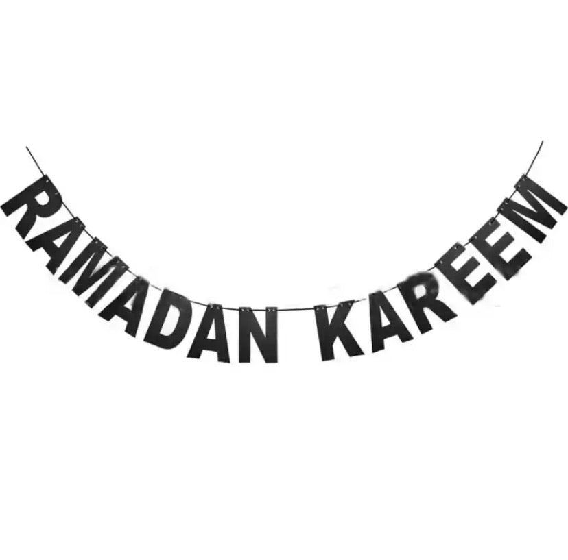 Ramadan Kareem & Eid Mubarak Decor Banner Black