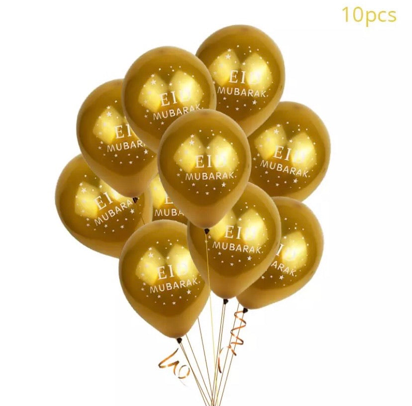 Eid Mubarak Gold Baloons